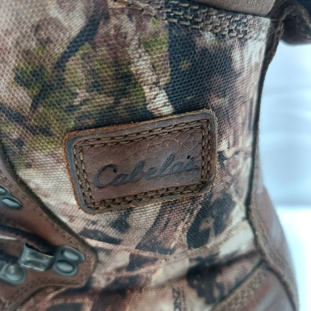 Cabelas Mens Gore-Tex Thinsulate Ultra Camo Leather Hunting Boots Brown 5M